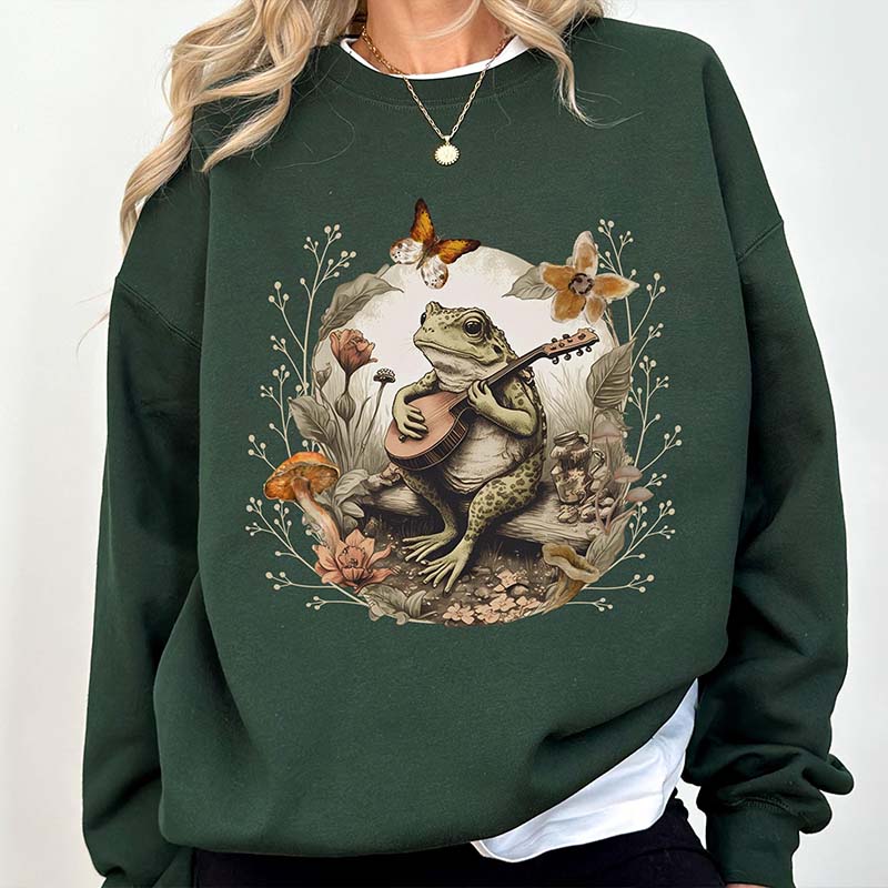 Cottagecore Toad Frog Mushroom Sweatshirt