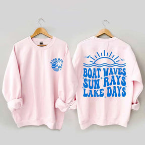 Boat Waves Sun Rays Lake Days Sweatshirt