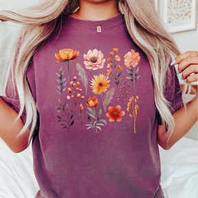 Autumn Flower Botanical Floral Minimalist T-Shirt