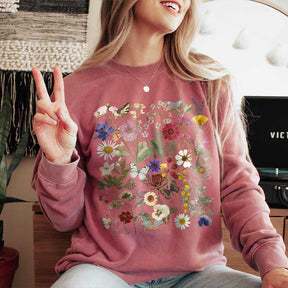 Vintage Pressed Flowers Botanical Sweatshirt