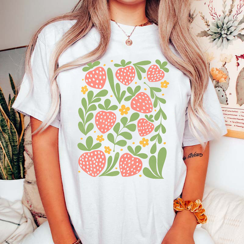 Boho Summer Fruits Strawberries T-Shirt