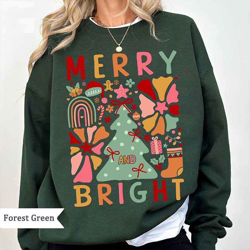 Merry and Bright Boho Flower Sweatshirt