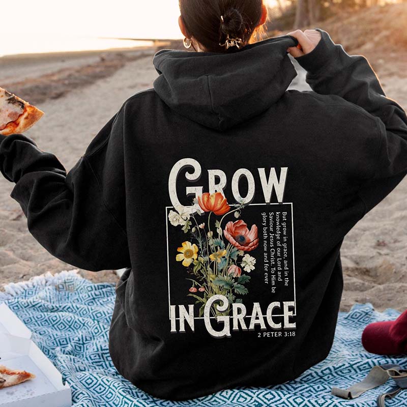 Grow In Grace Floral Spiritual Hoodie