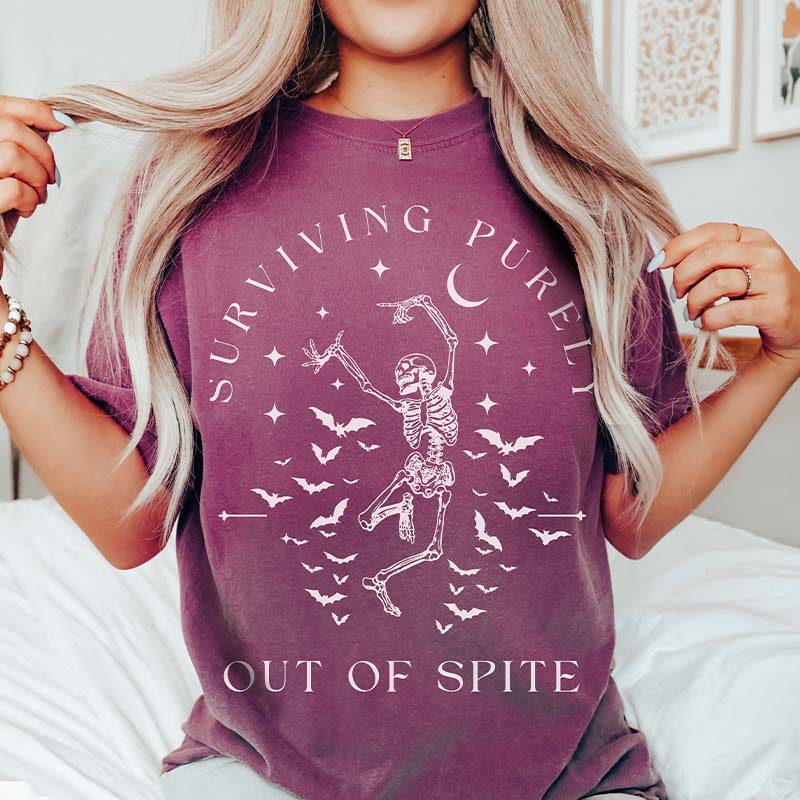 Surviving Purely out of Spite Skeleton and Bats T-Shirt