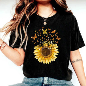 Sunflower Butterfly Botanical T-Shirt