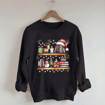 Christmas Bookshelf Book Lover Club Sweatshirt