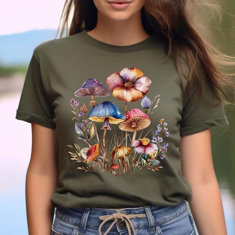 Mushroom Wildflower Cottagecore T-Shirt