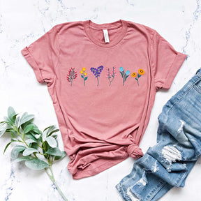 Rainbow Color Wildflower Gift for Women T-Shirt