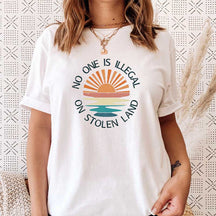 No One Is Illegal On Stolen Land Social T-Shirt