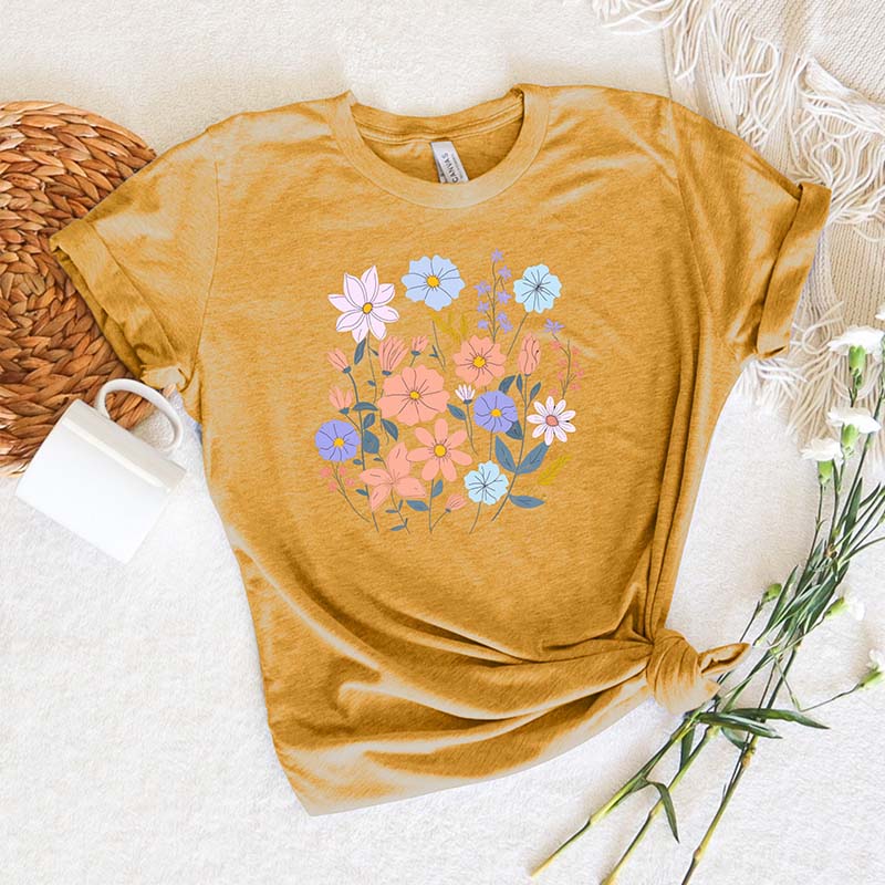 Boho Plant Lovers Pastel Flowers T-Shirt