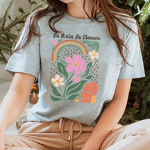 No Rain No Flowers Aesthetic Floral T-Shirt