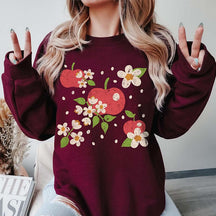 Retro Apple And Flowers Sweatshirt