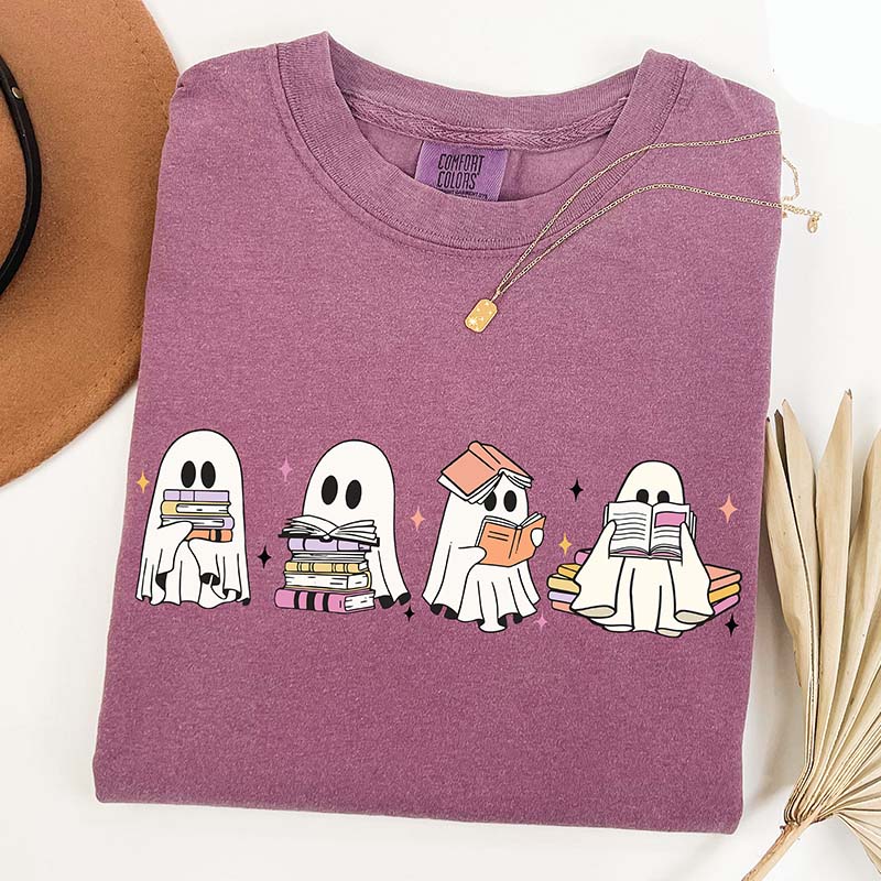 Ghosts Reading Book Fall T-Shirt