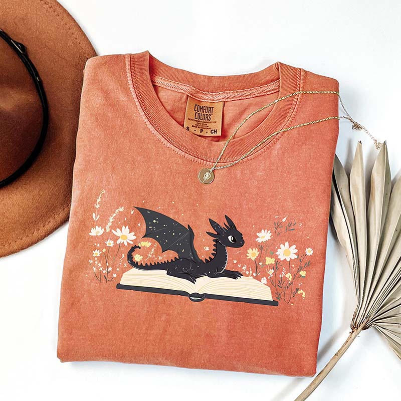 Dragon Book Fantasy Bookworm T-Shirt