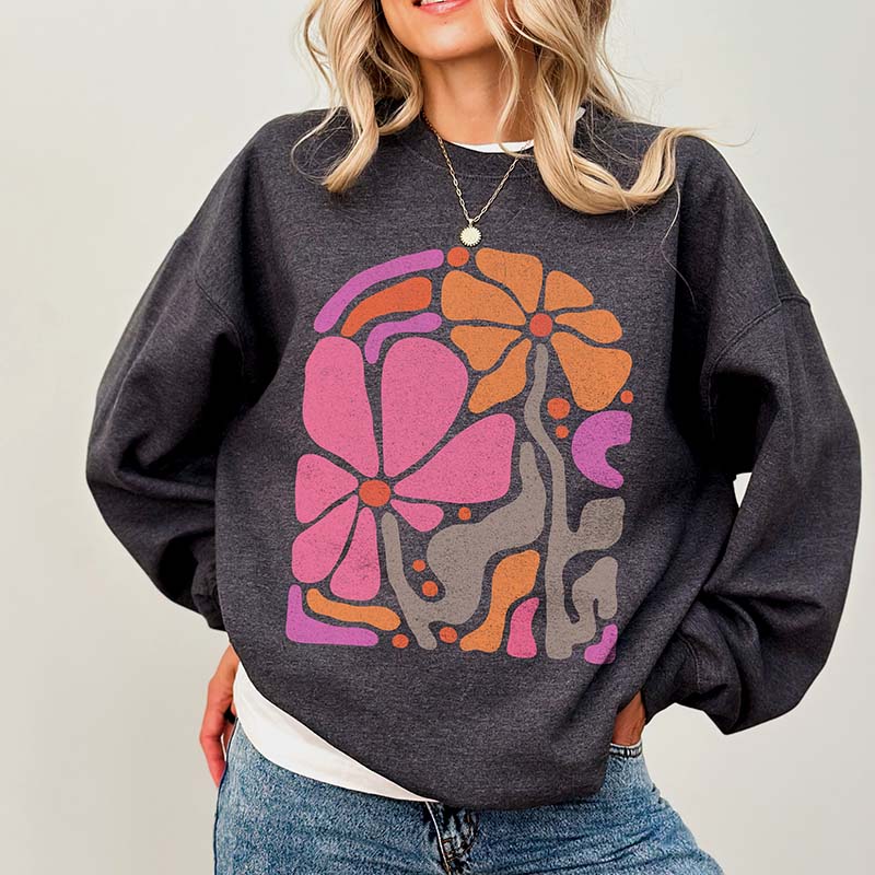 Pink Boho Flower Minimalist Sweatshirt