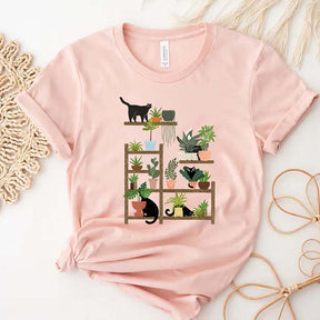 Cats and Plants Succulent T-Shirt