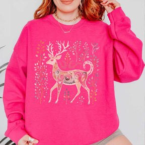 Vintage Reindeer Folk Art Sweatshirt