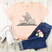 Books With Flowers Reading T-Shirt