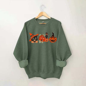 Halloween Black Cat Pumpkin Sweatshirt