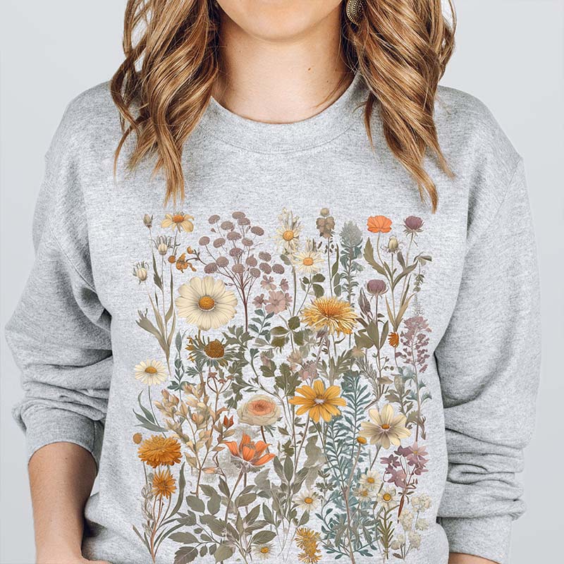 Pressed Wild Flowers Nature Sweatshirt