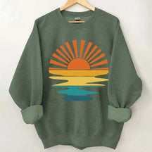 Retro Sunset Rays Wavy Sweatshirt