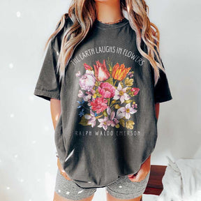 The Earth Laughs in Flowers Floral Illustration T-Shirt