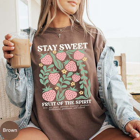 Boho Strawberry Fruits of the Spirit Floral T-Shirt