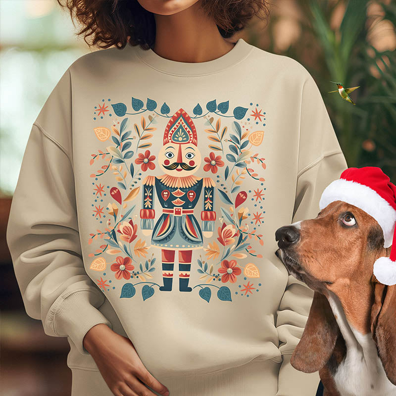 Nordic Christmas Nutcracker Folk Art Sweatshirt