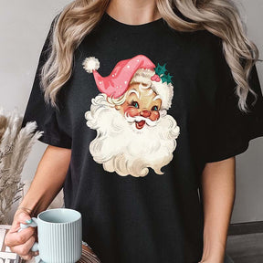 Retro Pink Santa Vintage Christmas T-Shirt