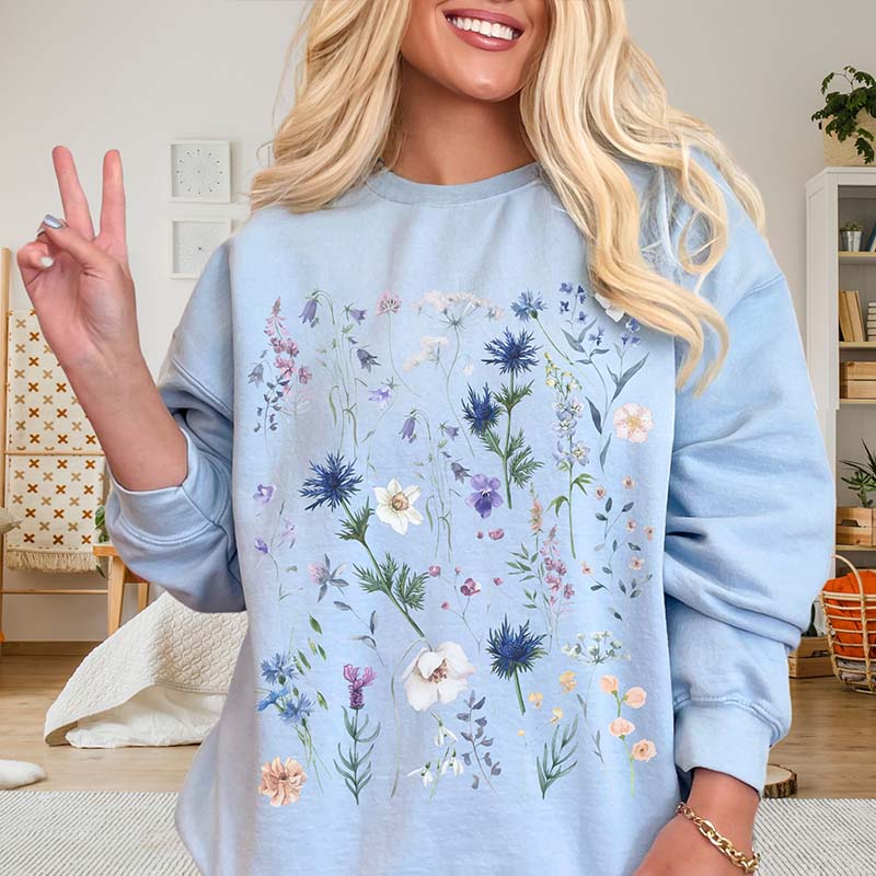 Cottagecore Wildflowers and Thistles  Sweatshirt