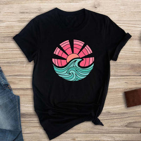 Minimalist Ocean Wave Summer Vacation T-Shirt