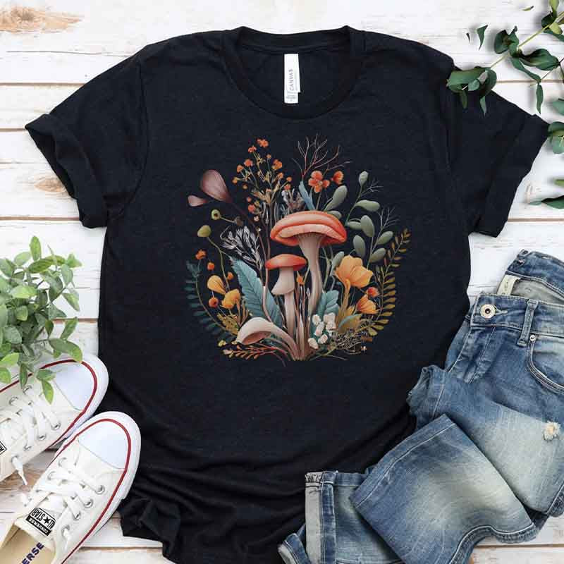 Mushroom Botanical Outdoors Nature Lover T-Shirt