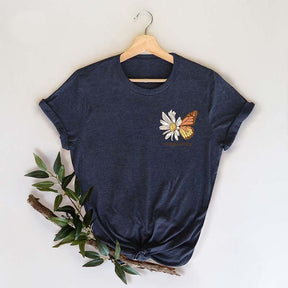 Aesthetic Butterfly Minimalist Flowers T-Shirt