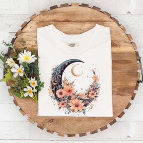 Mystical Boho Moon  Vintage Floral T-Shirt