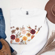 Boho Floral Botanical Fall Wildflowers Sweatshirt