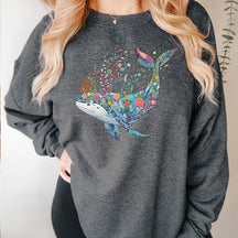 Floral Whimsical Whale Sweatshirt