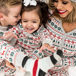 Christmas Tree and Reindeer Patterned Family Matching Pajamas Sets