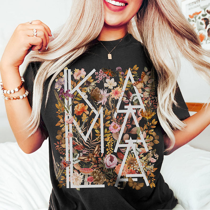 Kamala Political Autumn Leaves Moth Wildflower Lover T-Shirt