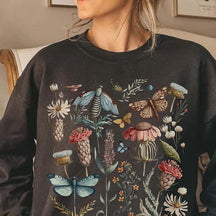 Whimsigoth Dragonfly Wildflower Sweatshirt