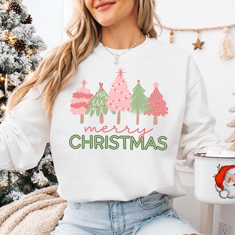 Cute Pink Tree Christmas Sweatshirt