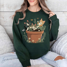 Vintage Cottagecore Cat Plant Sweatshirt