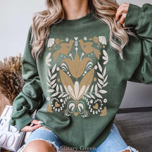 Cottagecore Flowers and Birds Folk Art Sweatshirt