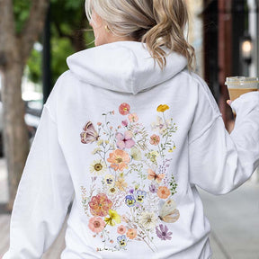 Butterfly Mountain Meadow Pressed Flower Hoodie