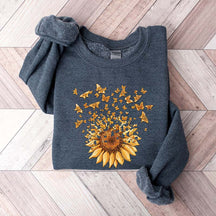 Retro Sunflower And Butterfly Sweatshirt