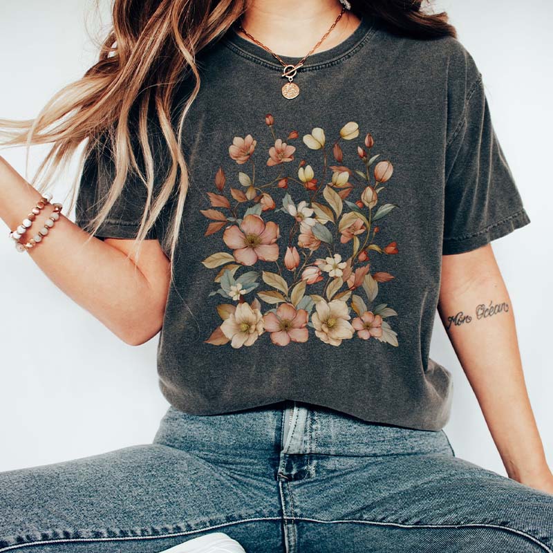 Pastel Wildflowers Watercolor Floral T-Shirt