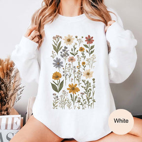 Pastel Botanical Vintage Pressed Flowers Sweatshirt