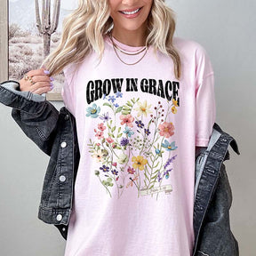 Grow In Grace Wildflowers Bible Verse T-Shirt