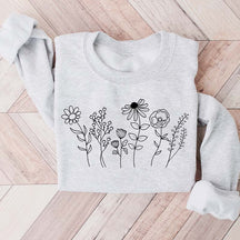 Botanical Wildflower Print Floral Gardening Sweatshirt