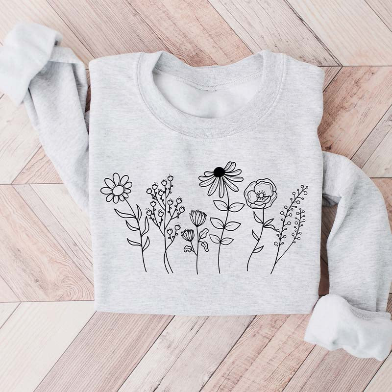 Botanical Wildflower Print Floral Gardening Sweatshirt