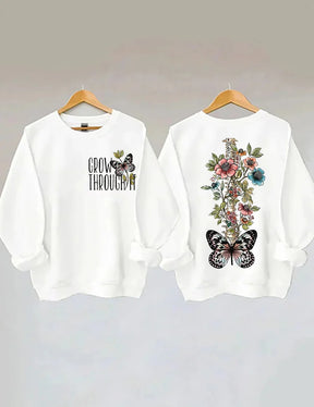 Grow Through It Floral Butterfly Sweatshirt